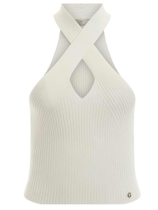 Guess Tops - Guess  Claire Halter Top Ribbed Halter Top in Beige